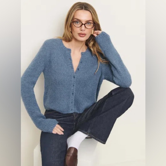 NWT reformation Clara knit cardigan in cornflower - size XS